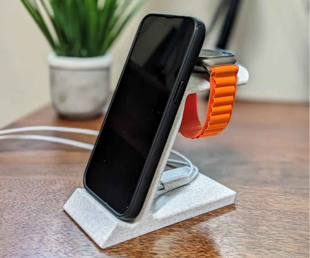Suport MagSafe iPhone și Apple Watch – Stand Compact de Birou pentru Încărcare și Organizare - Imagine 1